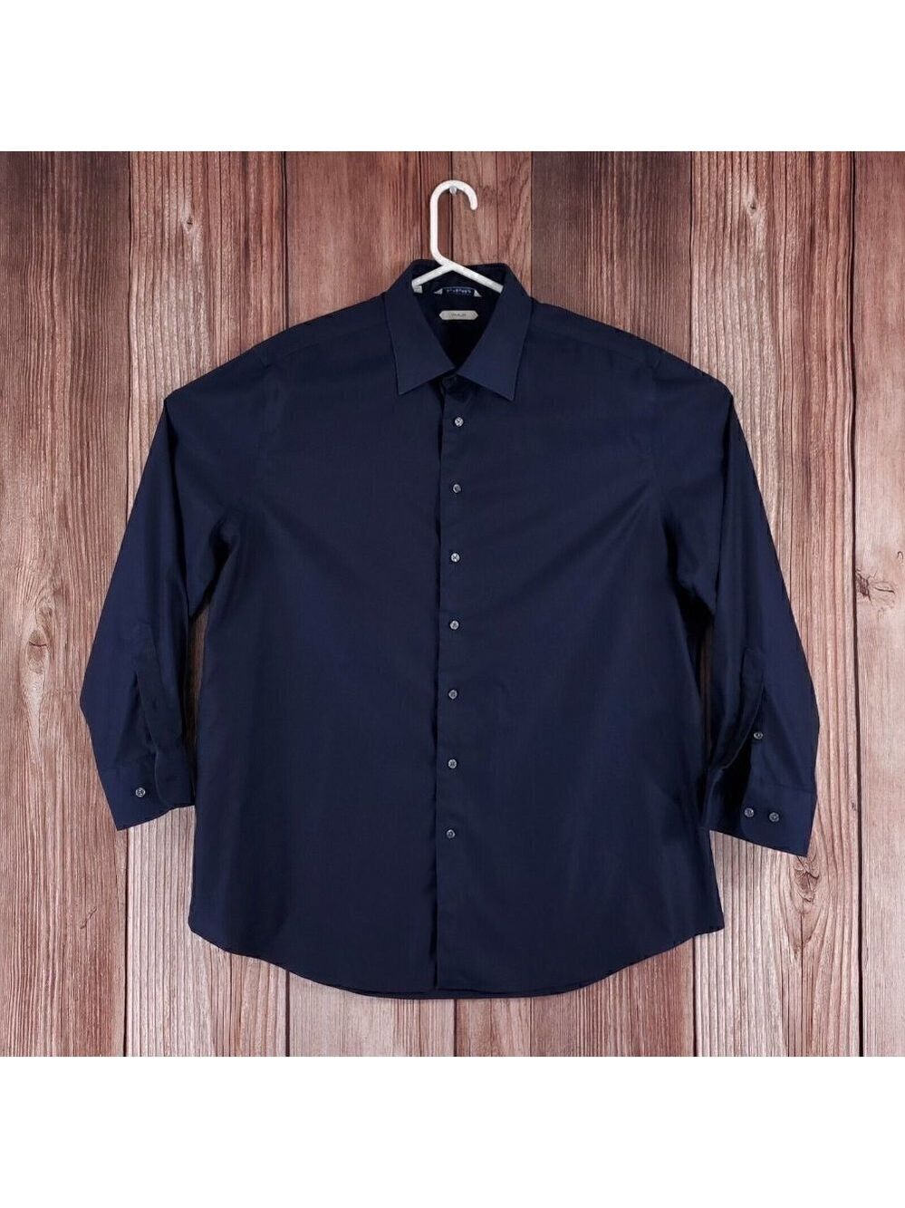 Suitsupply Traveller Mens 45/17 3/4 Navy Blue Slim Fit LS Button Up Dress Shirt